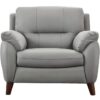 Lara Silver Gray Top Grain Leather Arm Chair with Memory Foam Silver Gray Leather Armchair
