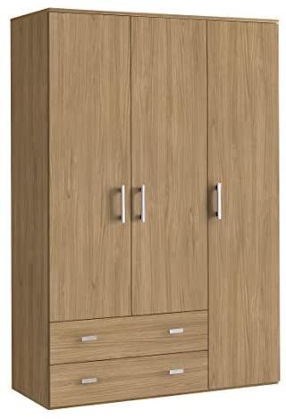 3-Door Wooden Wardrobe with Drawers