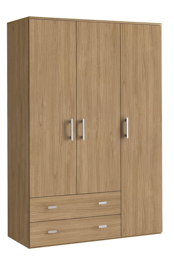 3-Door Wooden Wardrobe with Drawers