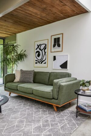 Modern Green Fabric Sofa – Mid-Century Style