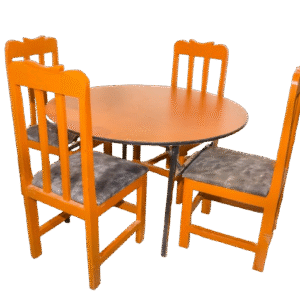 4-Seater Round Wooden Dining Table Set