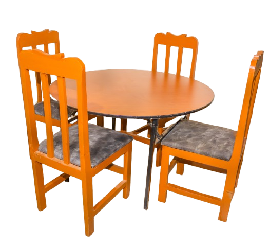 4-Seater Round Wooden Dining Table Set