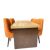 Modern Wooden Dining Table Set with 6 Velvet Chairs