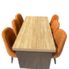 Modern Wooden Dining Table Set with 6 Velvet Chairs